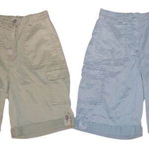 Marks & Spencers Casual Cargo Shorts Set in Beige and Light Blue UK 8/ US 4
